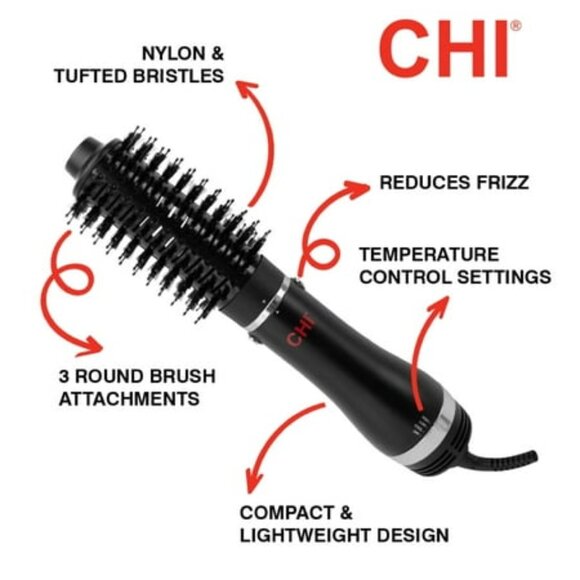 CHI 3-in-1 Round Blowout Brush, Hair Dryer Brush For Smooth, Frizz-Free Hair - Picture 4 of 4